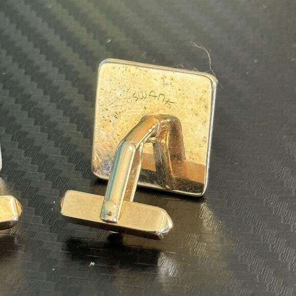 Vintage Gold & Black Swank Cufflinks - Picture 4 of 5